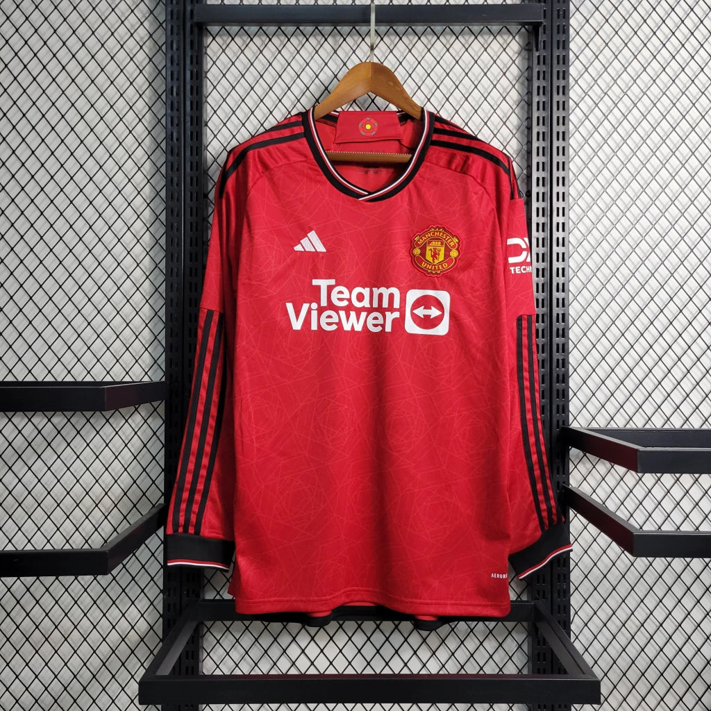 Camisola Manchester United I 2023/24 Manga Comprida
