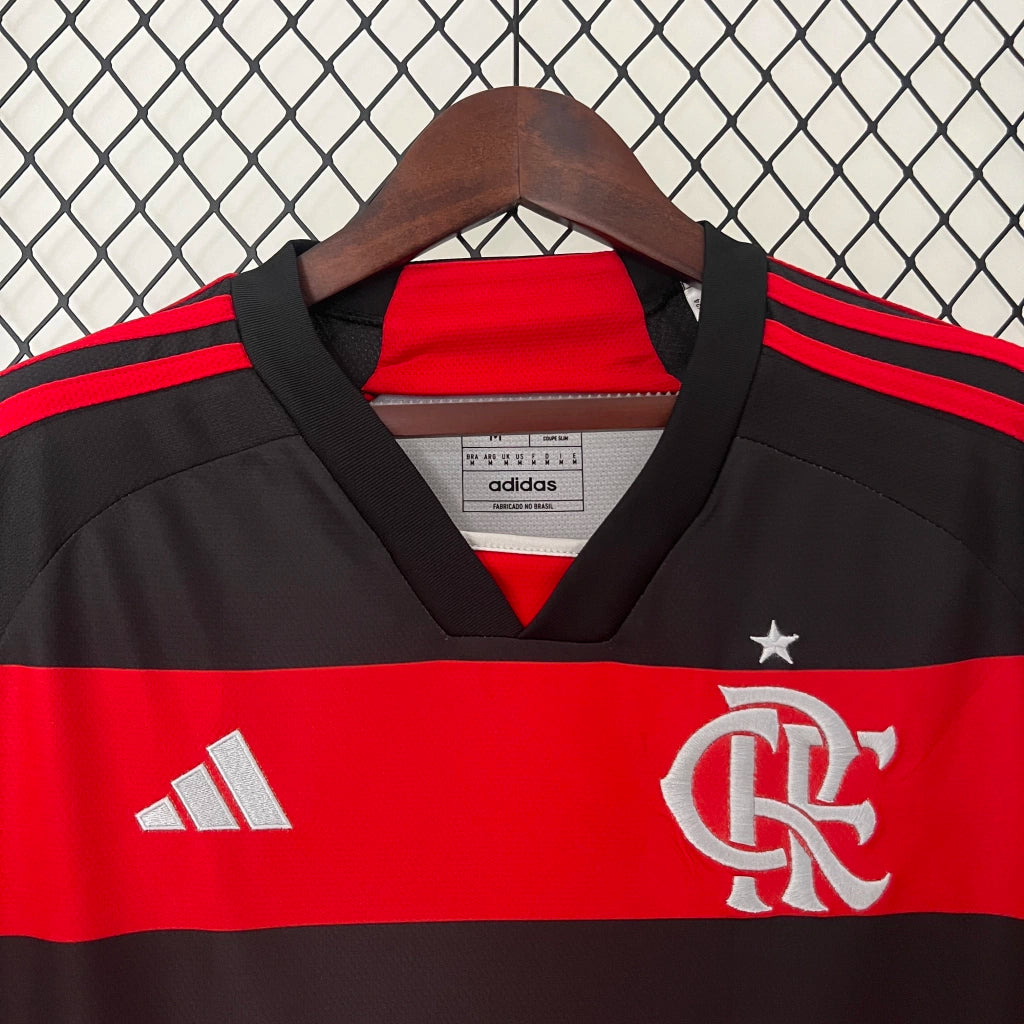 Flamengo Home 2024 Long Sleeve Jersey - Red and Black
