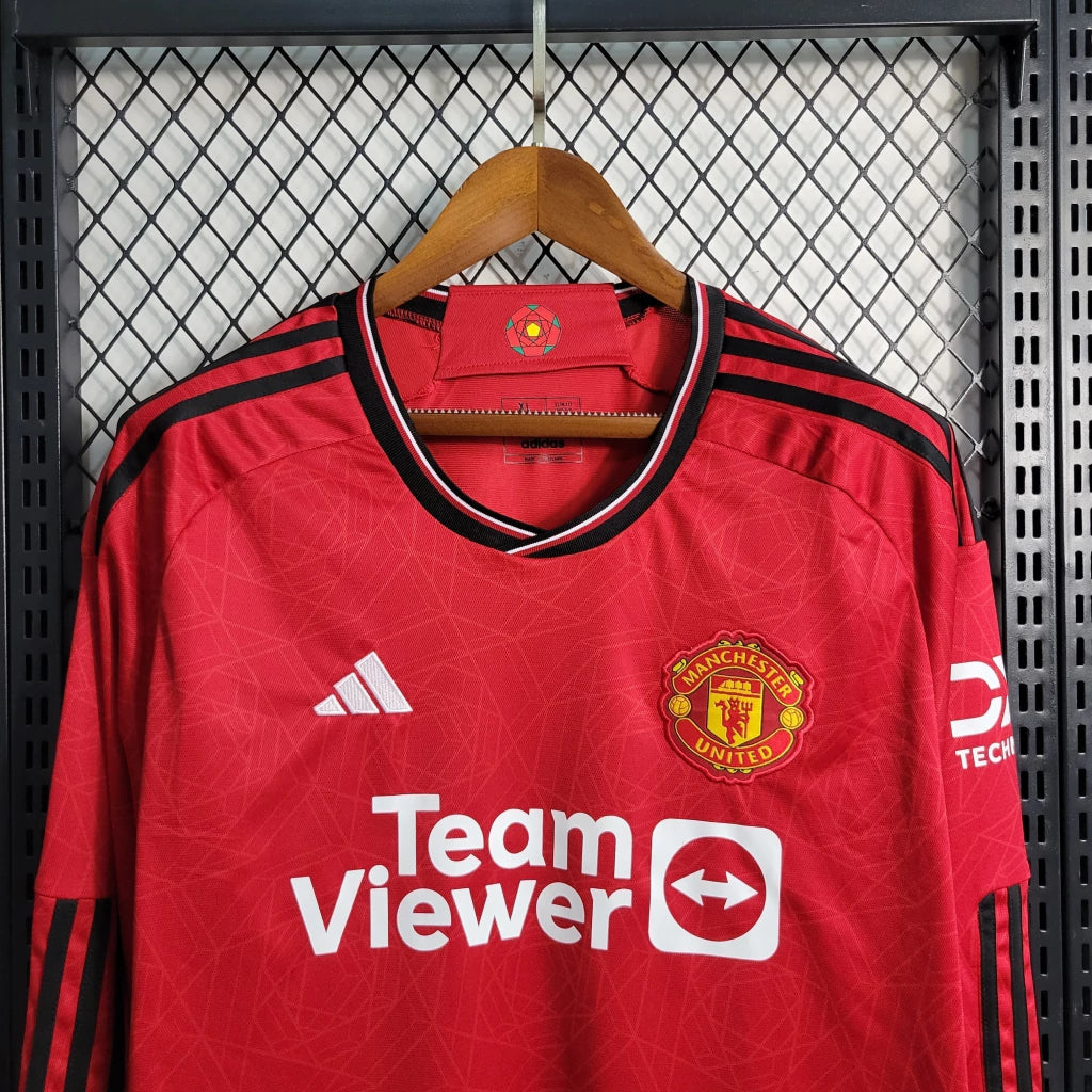Camisola Manchester United I 2023/24 Manga Comprida