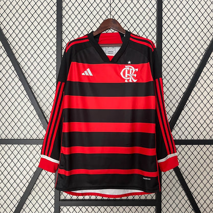 Camisola Flamengo I 2024 Manga Comprida - Rubro Negro