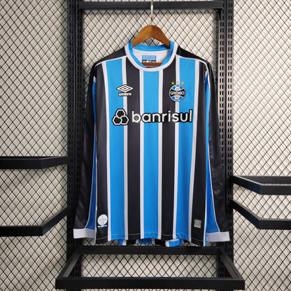 Camisola Grêmio I 2023 Manga Comprida - Azul/Preto